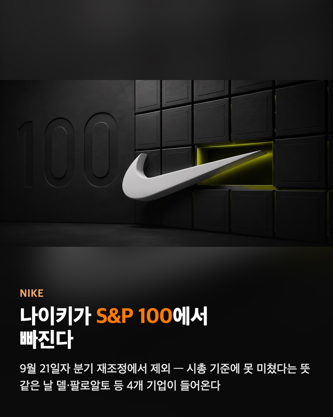 나이키가 S&P 100에서 빠진다