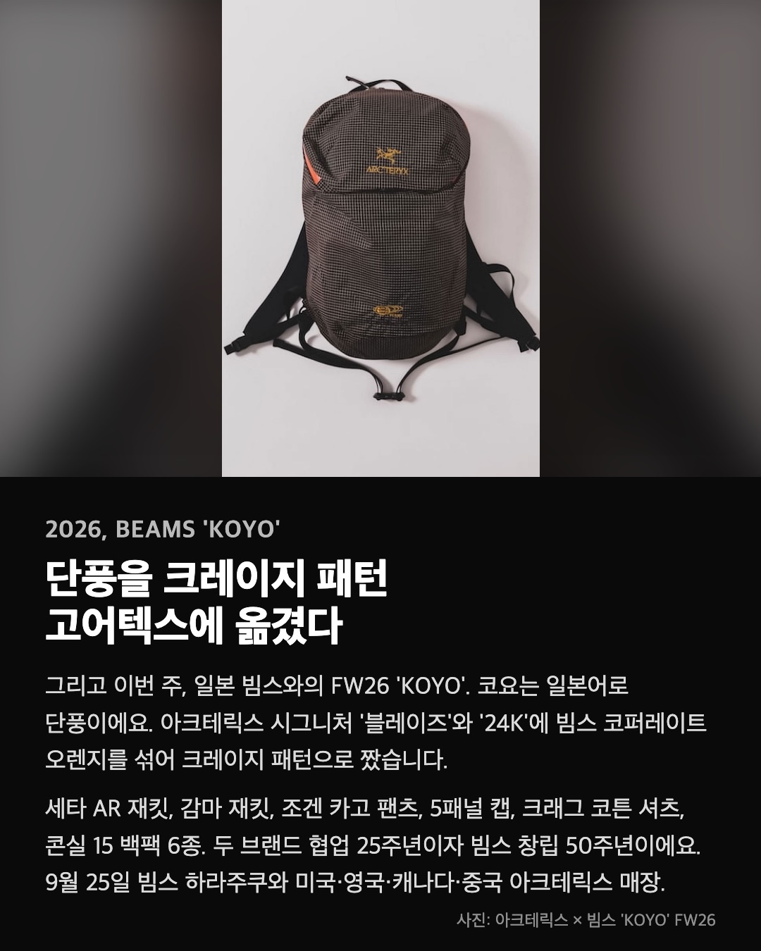 단풍을 크레이지 패턴 고어텍스에 옮겼다
